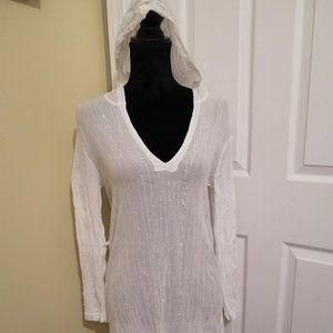 White hooded beach cover up